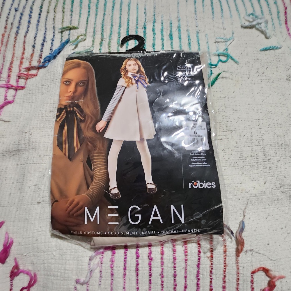 Rubies M3GAN Costume Child Girls Small 6 Horror Movie Doll Dress with Bow New
